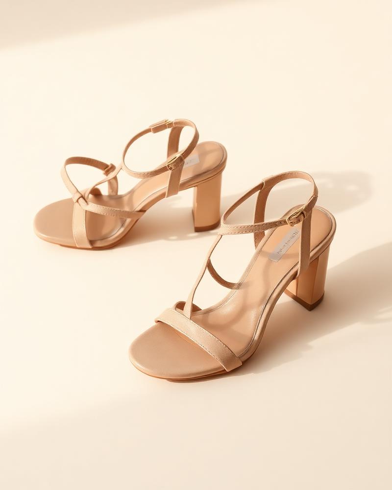Sandalias nude tacón medio